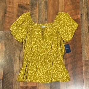 Lucky Brand Mustard Floral Blouse